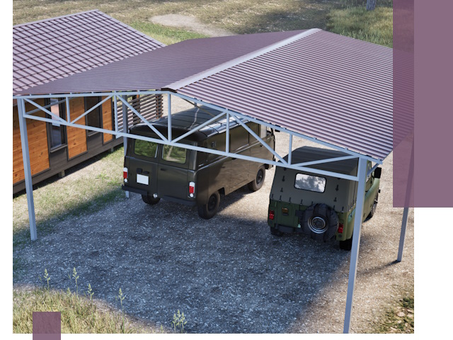 Двускатные навесы под ключ в Орске — изготовление и монтаж